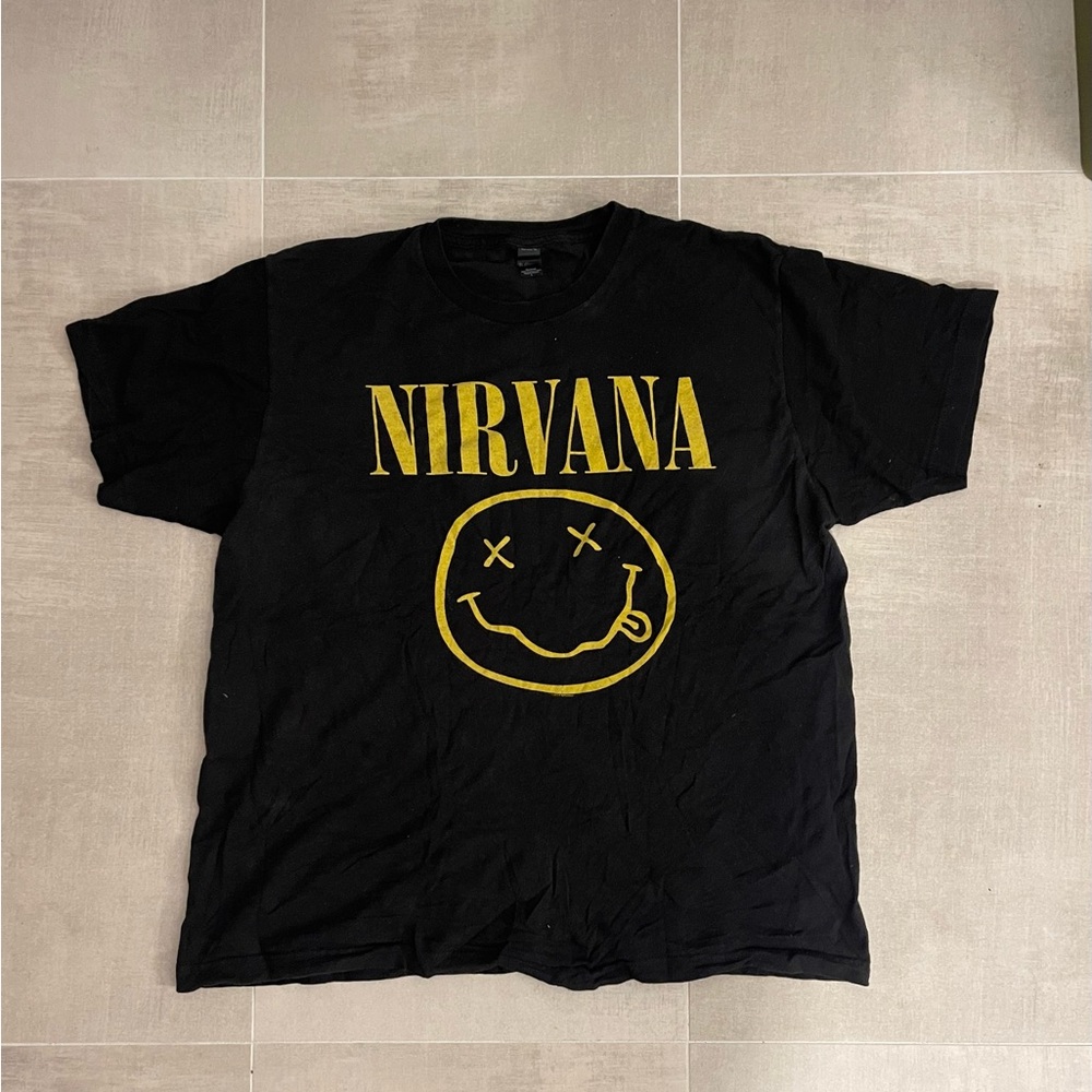 NIRVANA Black Tee with Gold Logo